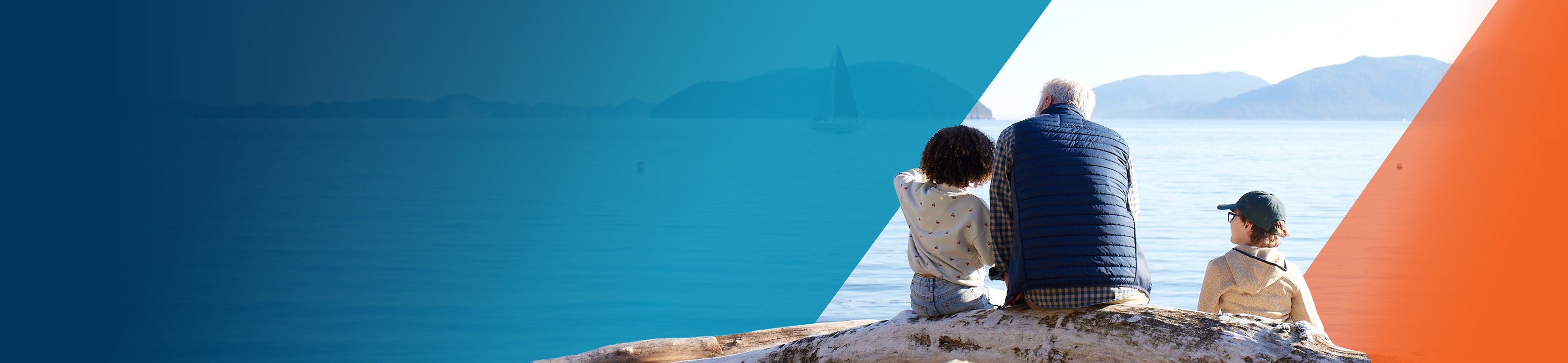 Potential OPDIVO® (nivolumab) user watching sailboats on a lake with his grandchildren.