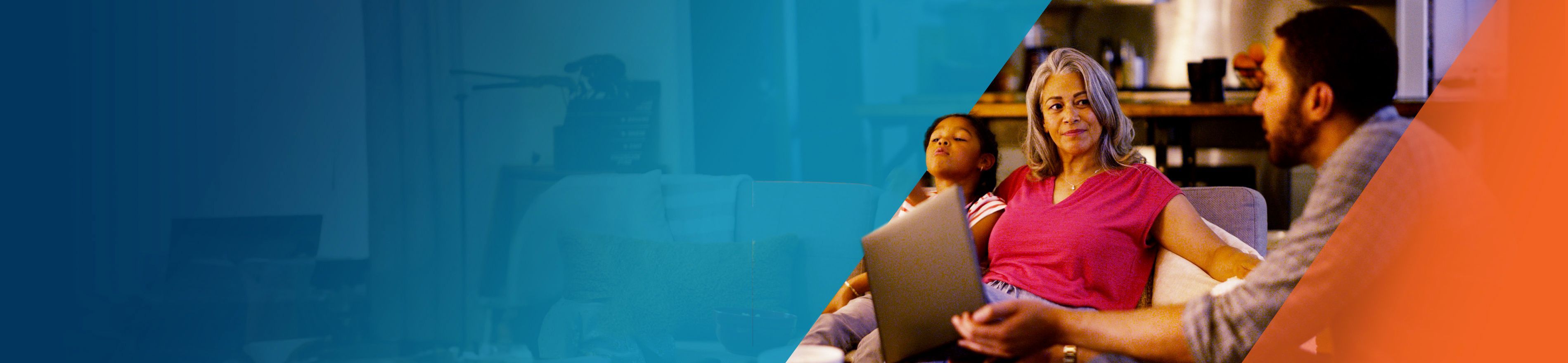 Potential OPDIVO® (nivolumab) user relaxing at home with her son and granddaughter.