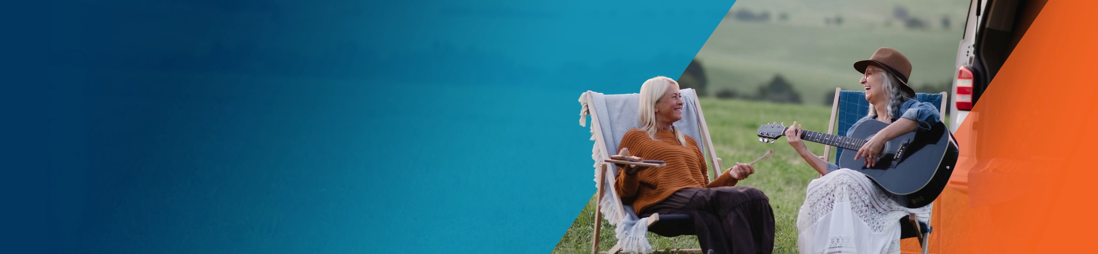 Potential OPDIVO® (nivolumab) user playing guitar to her partner in a field.