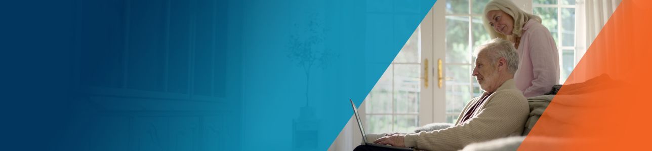 Potential OPDIVO® (nivolumab) user viewing treatment options for NSCLC with his wife.
