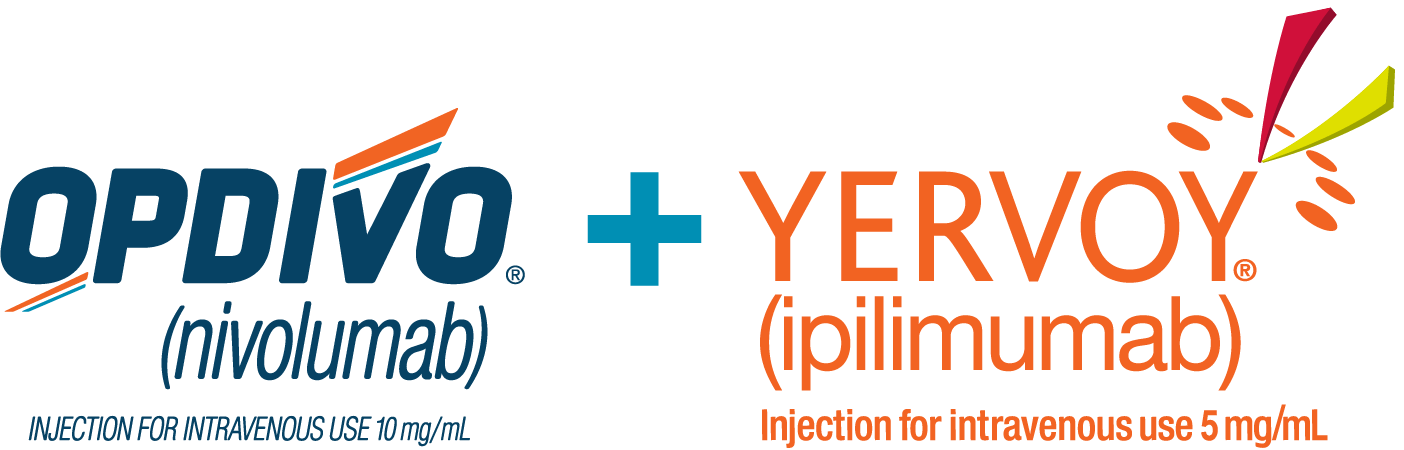 OPDIVO® (nivolumab) + YERVOY (ipilimumab) logo.
